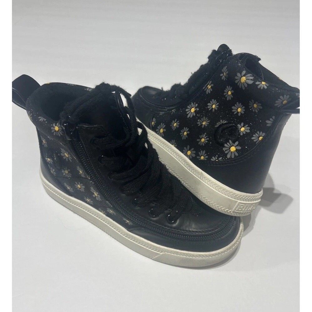 BILLY Footwear Classic Lace High Daisy Black Floral High Top Shoes Kids 13M